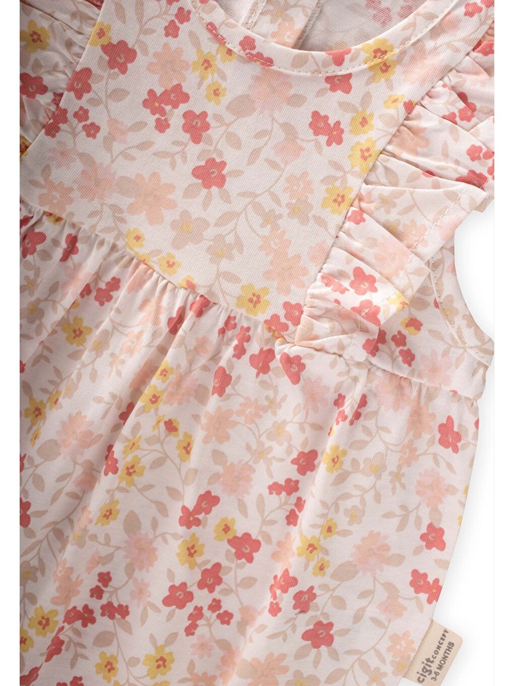 Beyaz Fırfırlı Şort Tulum 0-3 Yaş Çıtır Çiçek Desen-2