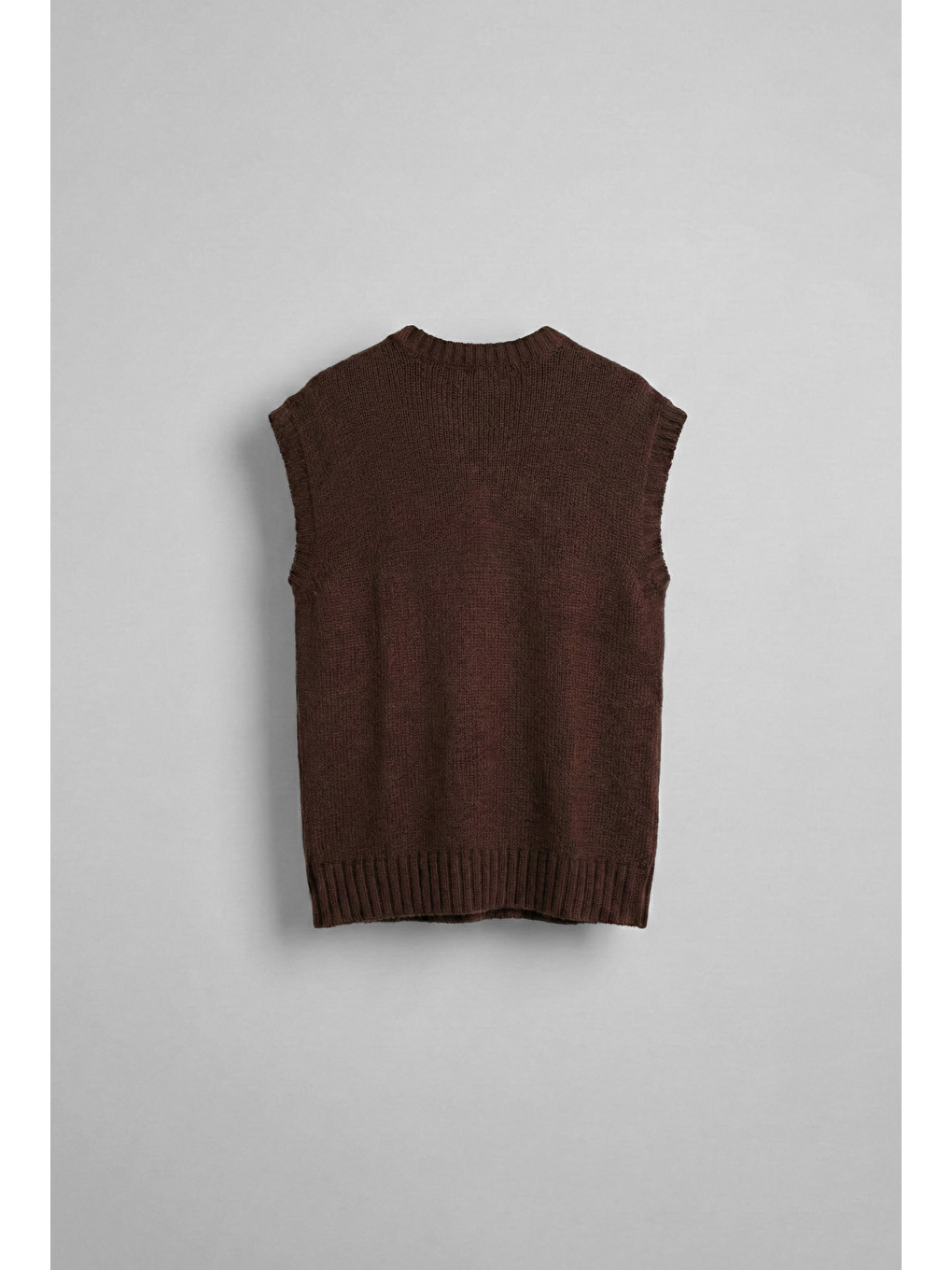 Kahverengi Erkek Oversize V Yaka Triko Süveter Kahve-1