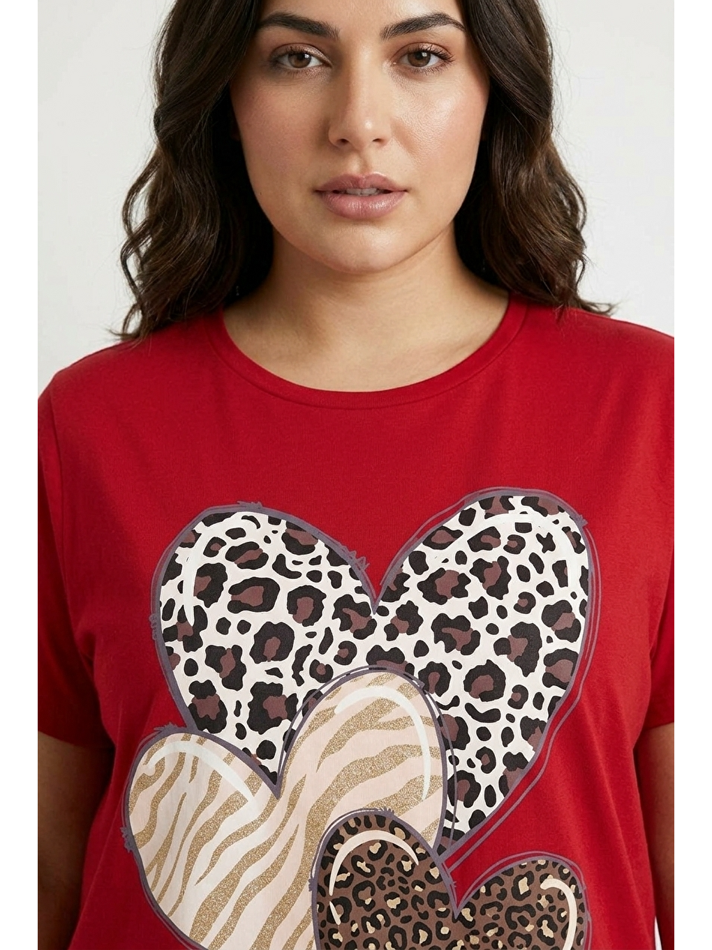 Kırmızı Bisiklet Yaka Kısa Kollu Baskılı Esnek Kumaşlı T-shirt-4