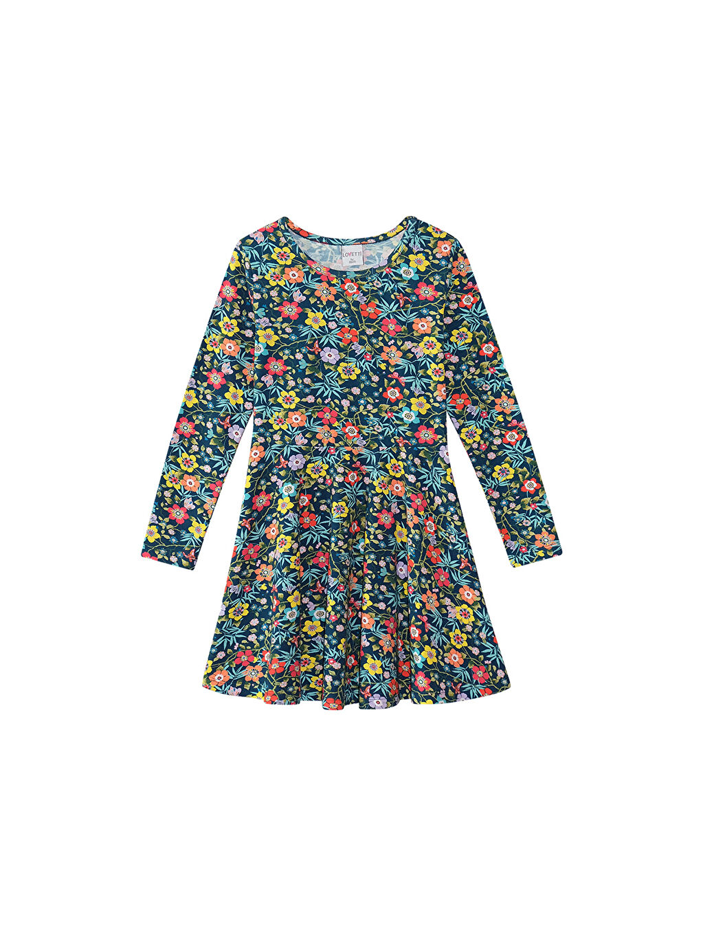 Karışık Kız Çocuk Farm House Desen Uzun Kol Elbise