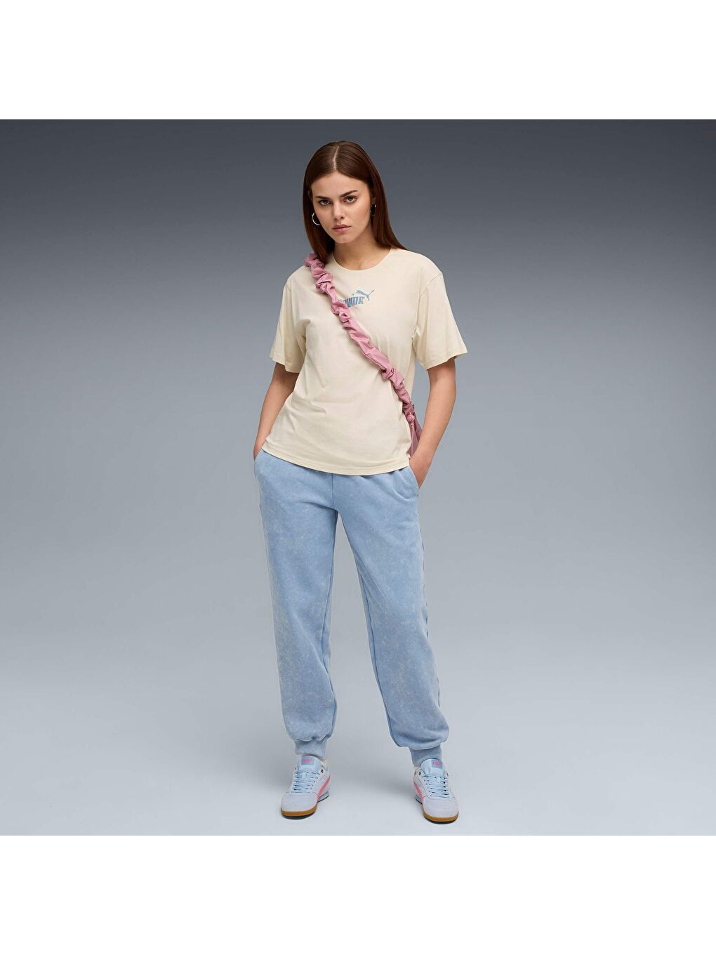 Beyaz ESSENTIALS Nature 2.0 Kadın Geniş Kesim Tişört-1