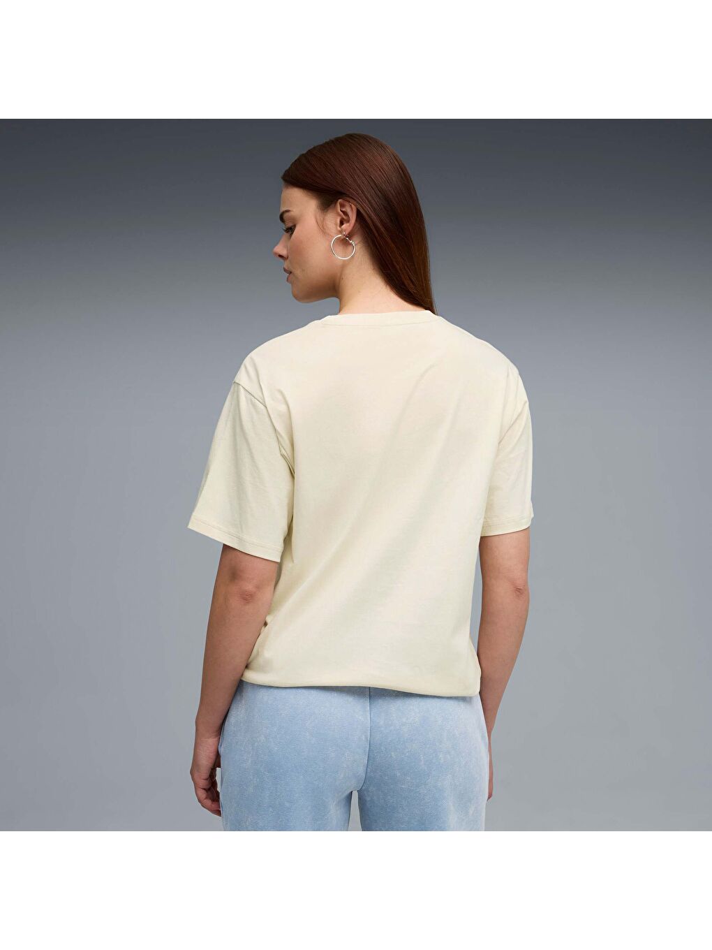 Beyaz ESSENTIALS Nature 2.0 Kadın Geniş Kesim Tişört-2