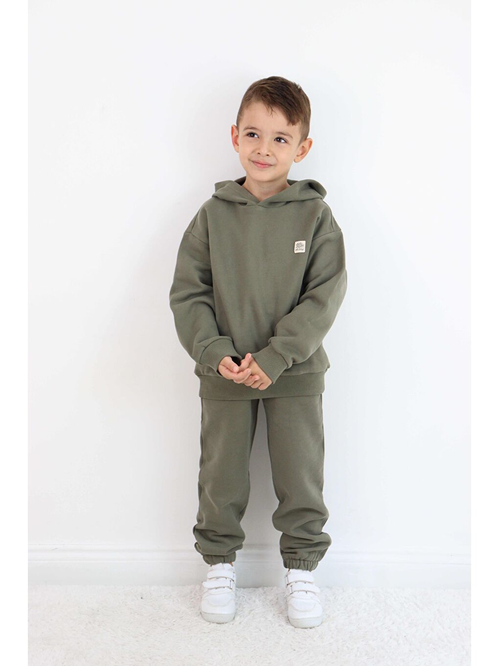 Haki Unisex Kapüşonlu Eşofman Takımı