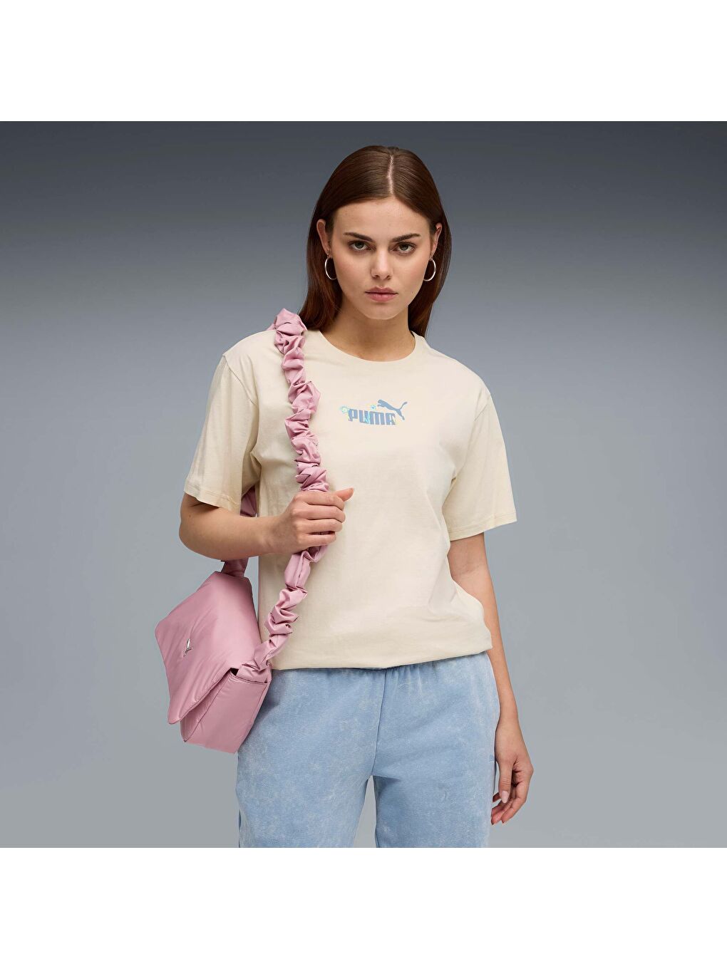 Beyaz ESSENTIALS Nature 2.0 Kadın Geniş Kesim Tişört-4