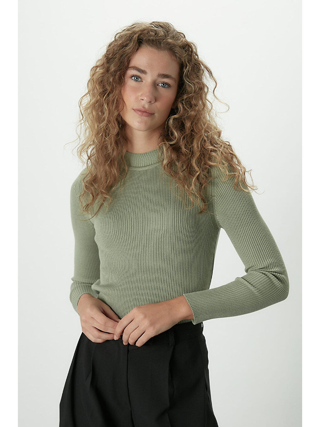 Yeşil Balıkçı Yaka Triko Body Mint