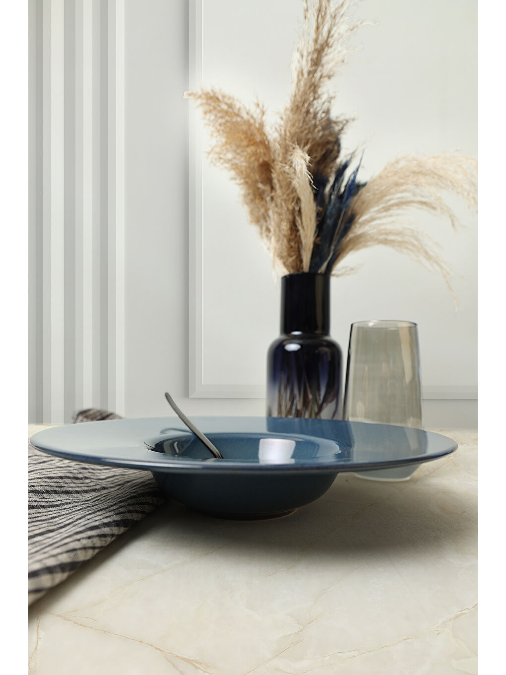 Lacivert Lapis Gurme Makarna Tabağı 28 Cm-1