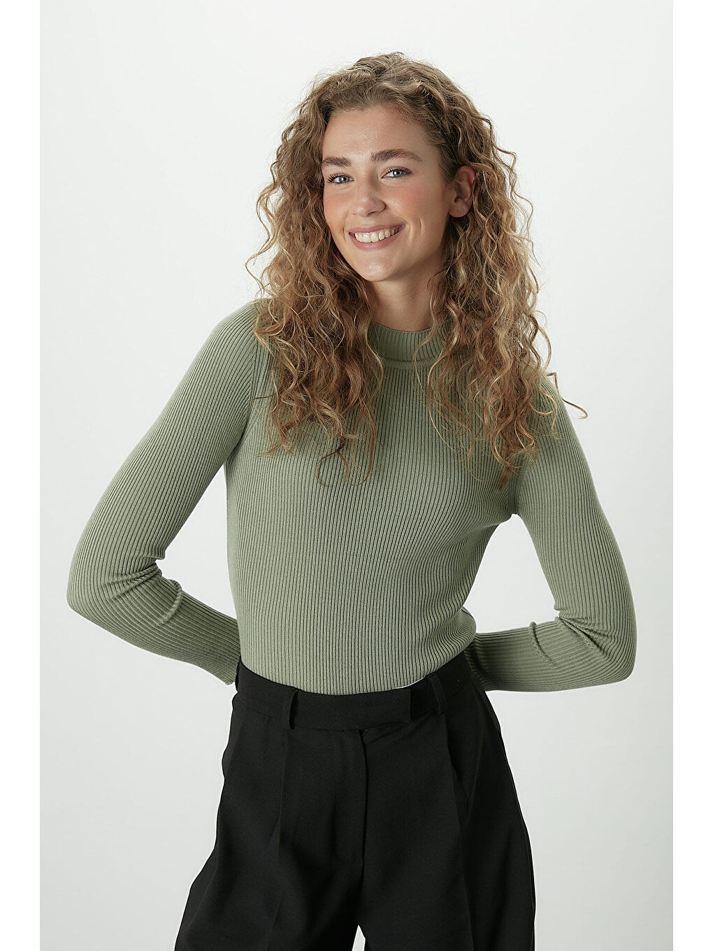 Yeşil Balıkçı Yaka Triko Body Mint-2