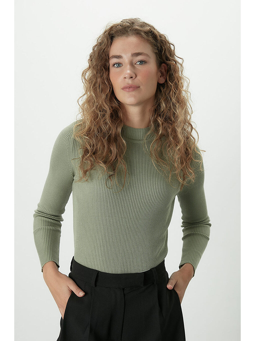 Yeşil Balıkçı Yaka Triko Body Mint-3