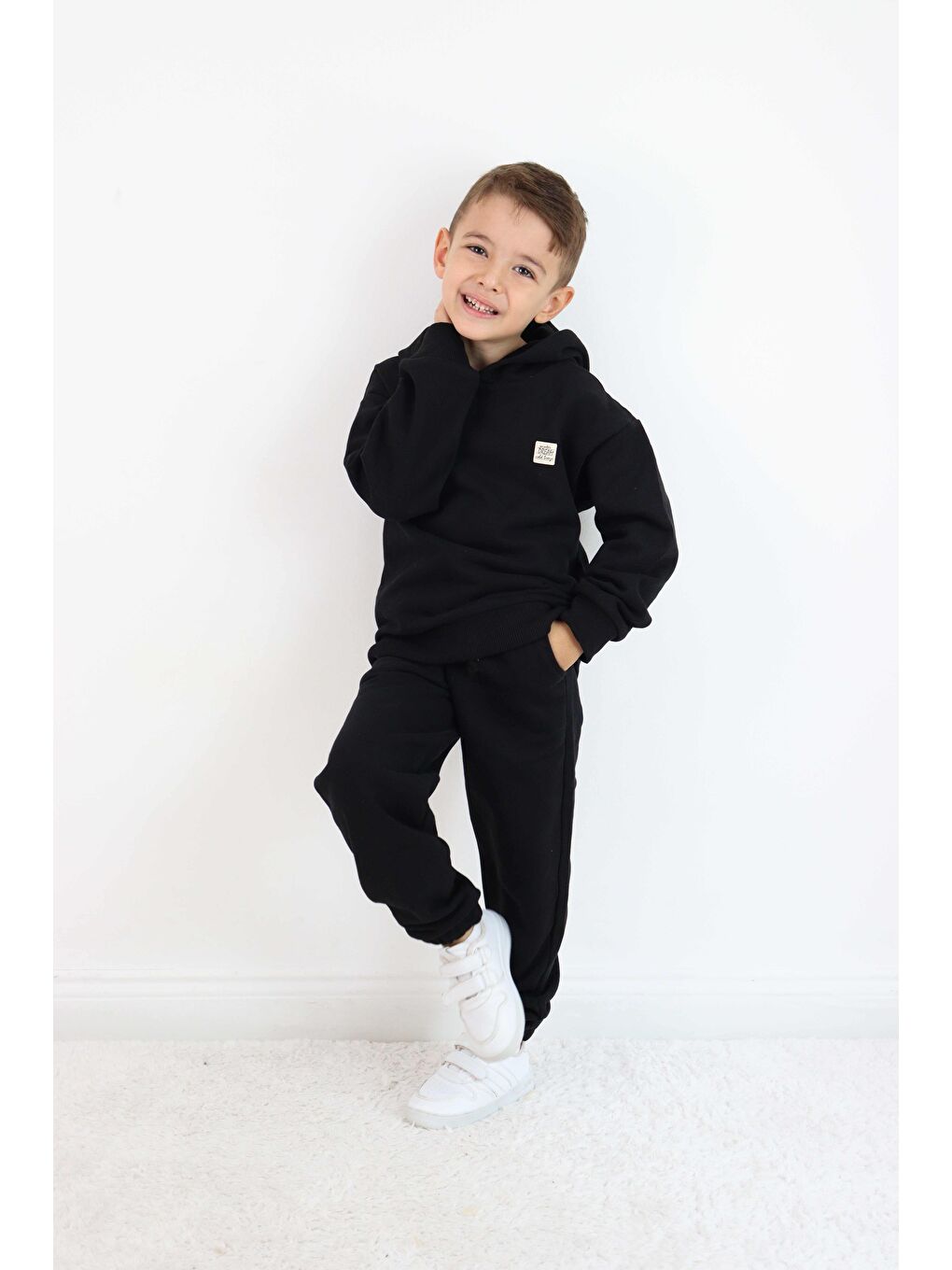 Siyah Unisex Kapüşonlu Eşofman Takımı