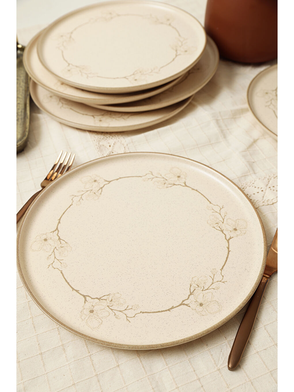 Kahverengi Taupe Bloom Nordıc Servis Tabağı 28 Cm 6 Adet-1