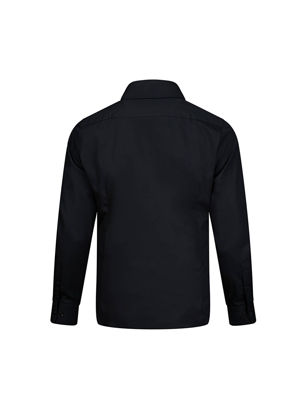 Siyah Slim Fit Slim Yaka Pamuklu Uzun Kollu Gömlek-4
