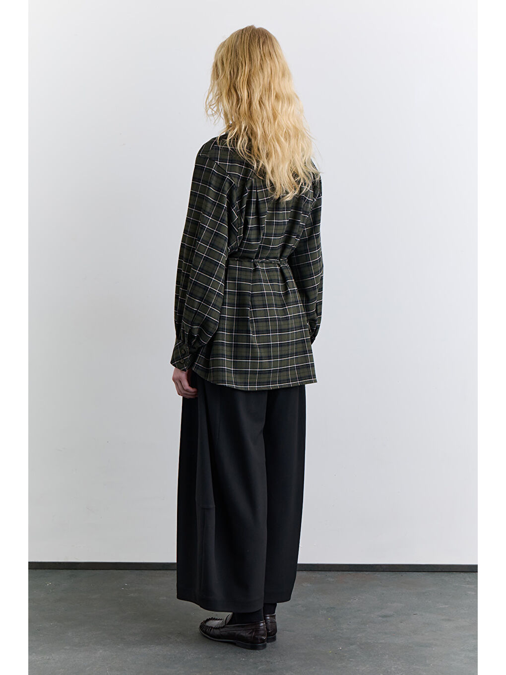 Ekose Bağlamalı Gömlek Yeşil-5