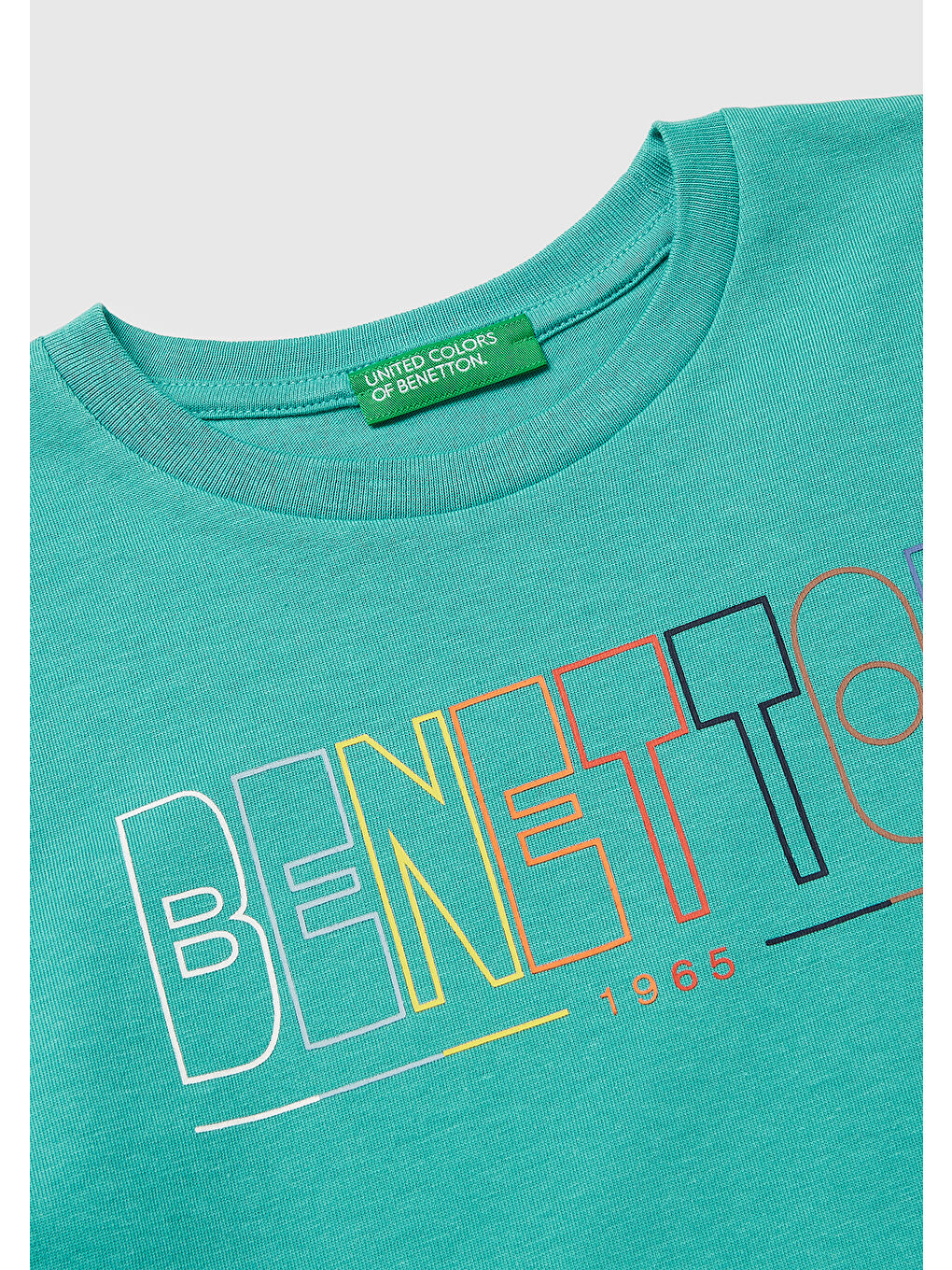 Erkek Çocuk Mavi-yeşil Önü Logo Baskılı Yuvarlak Yaka Uzun Kollu T-Shirt-2