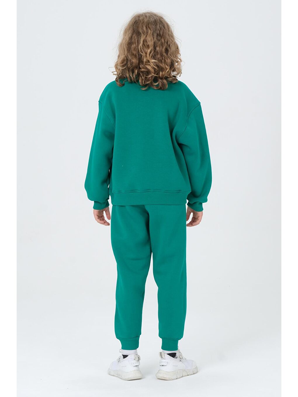 Yeşil Bisiklet Yaka Baskı Detaylı Şardonlu Erkek Çocuk Eşofman Takımı-5