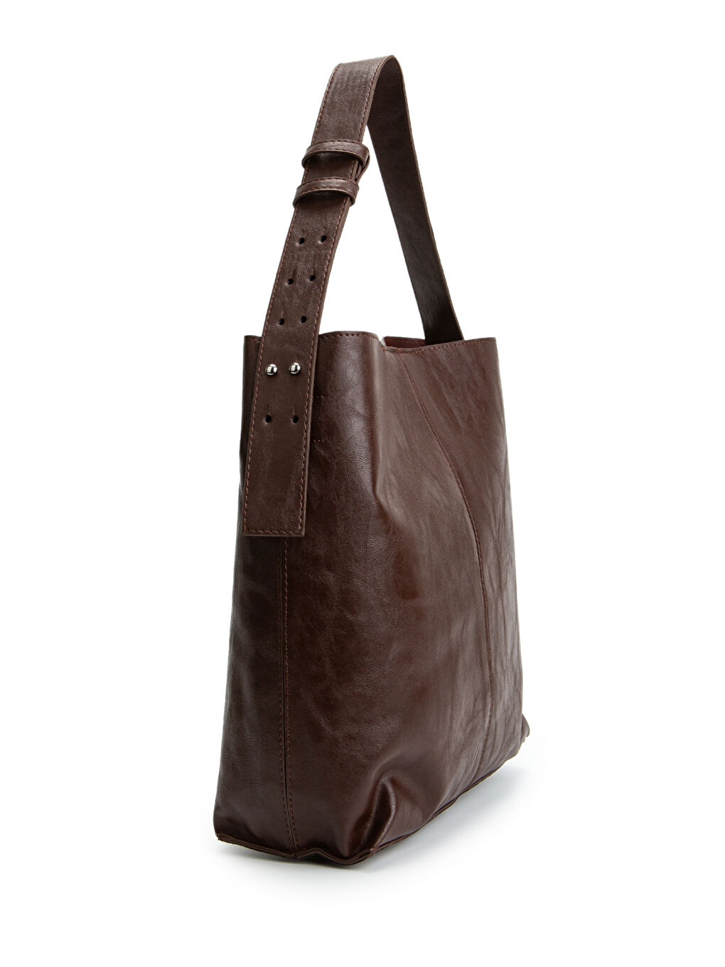 Perla Özel Tasarım Ek Cüzdan Detaylı Kadın Kol Çanta Kahverengi-1