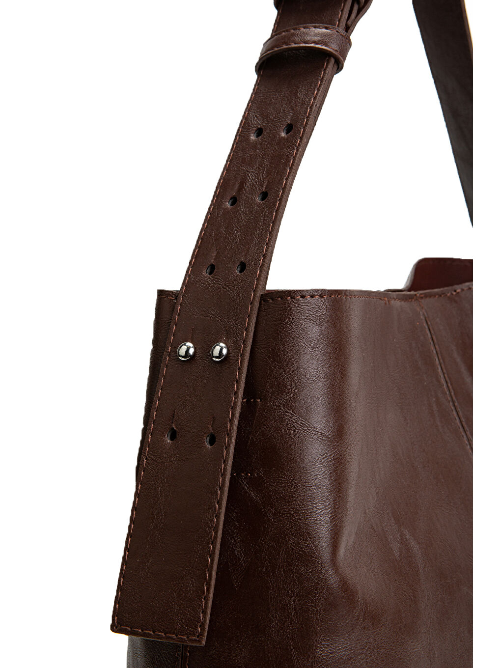 Perla Özel Tasarım Ek Cüzdan Detaylı Kadın Kol Çanta Kahverengi-3