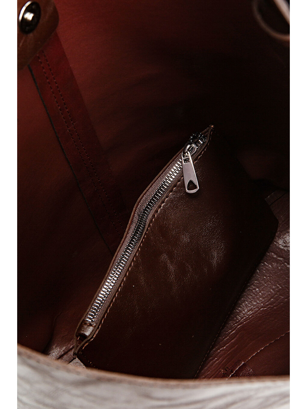 Perla Özel Tasarım Ek Cüzdan Detaylı Kadın Kol Çanta Kahverengi-4