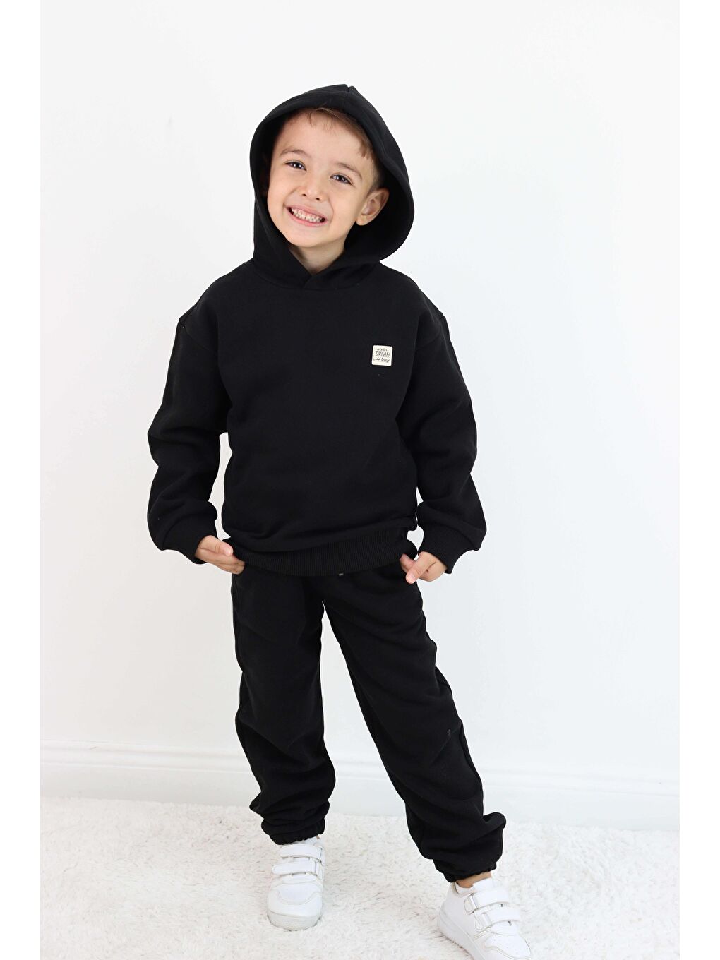 Siyah Unisex Kapüşonlu Eşofman Takımı-3