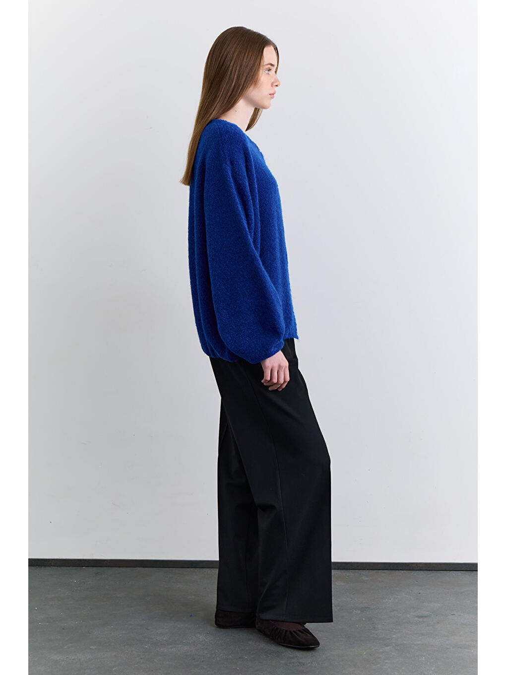 Soft Dokulu Düğmeli Hırka Mavi-2