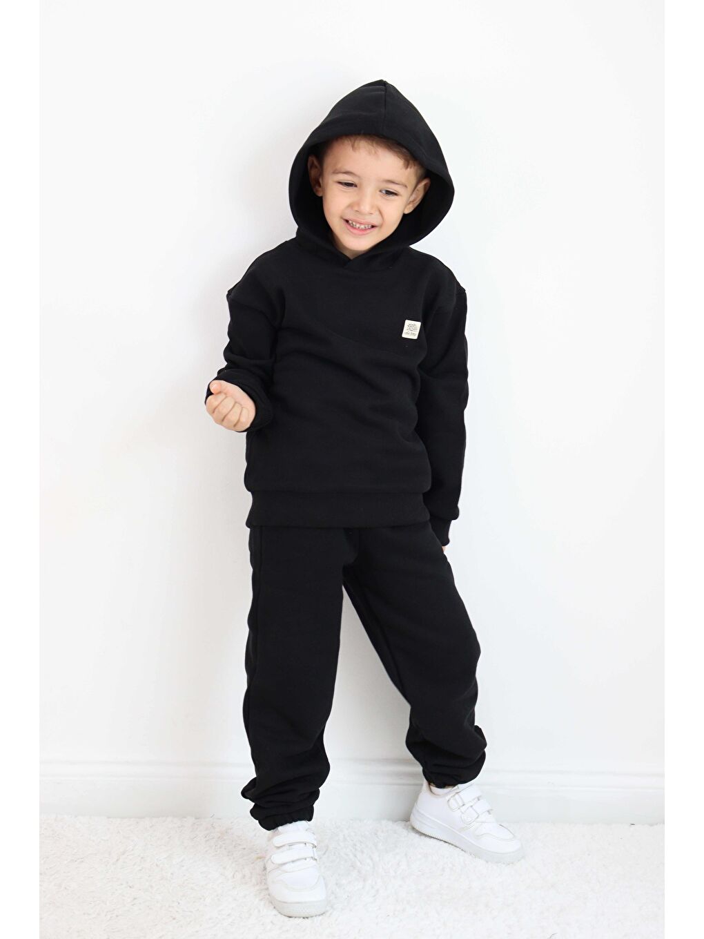 Siyah Unisex Kapüşonlu Eşofman Takımı-4