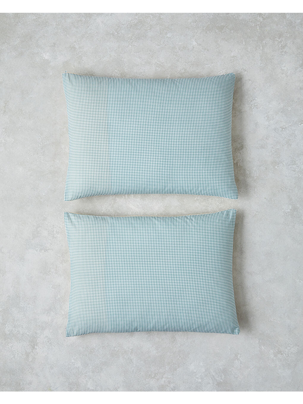 Petit Check Pamuklu 2'li Yastık Kılıfı 50x70 cm Sarı-Yeşil-1