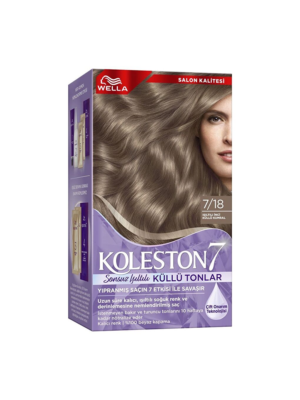 Wella Renksiz Koleston Supreme Kit 7/18 Işıltılı Inci Küllü Kumral *18