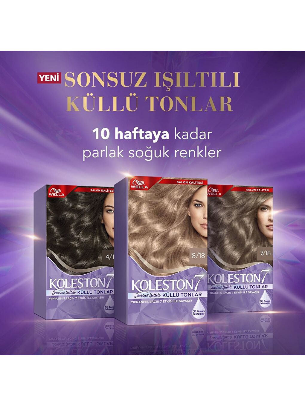 Wella Renksiz Koleston Supreme Kit 7/18 Işıltılı Inci Küllü Kumral *18 - 2