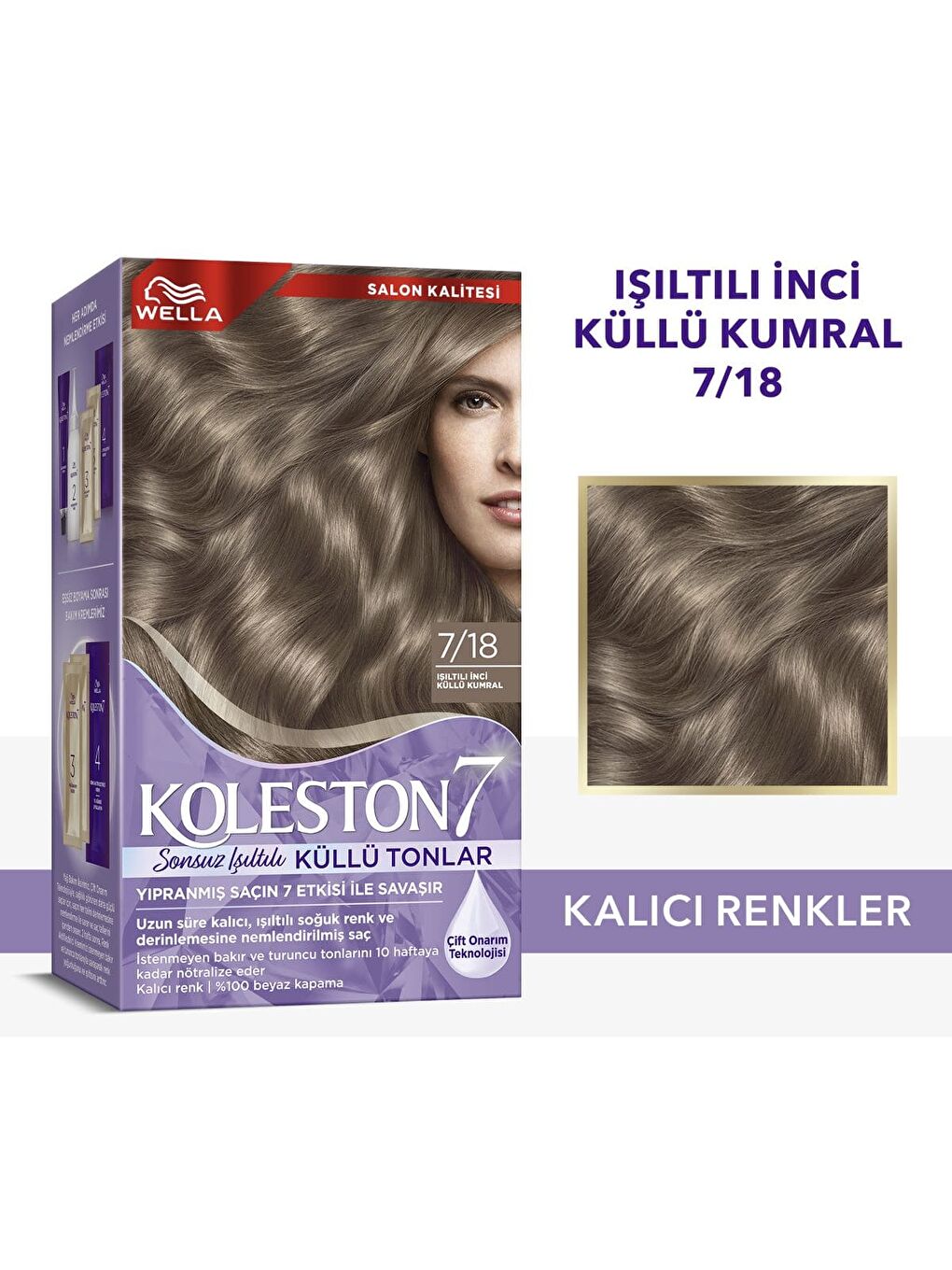 Wella Renksiz Koleston Supreme Kit 7/18 Işıltılı Inci Küllü Kumral *18 - 8