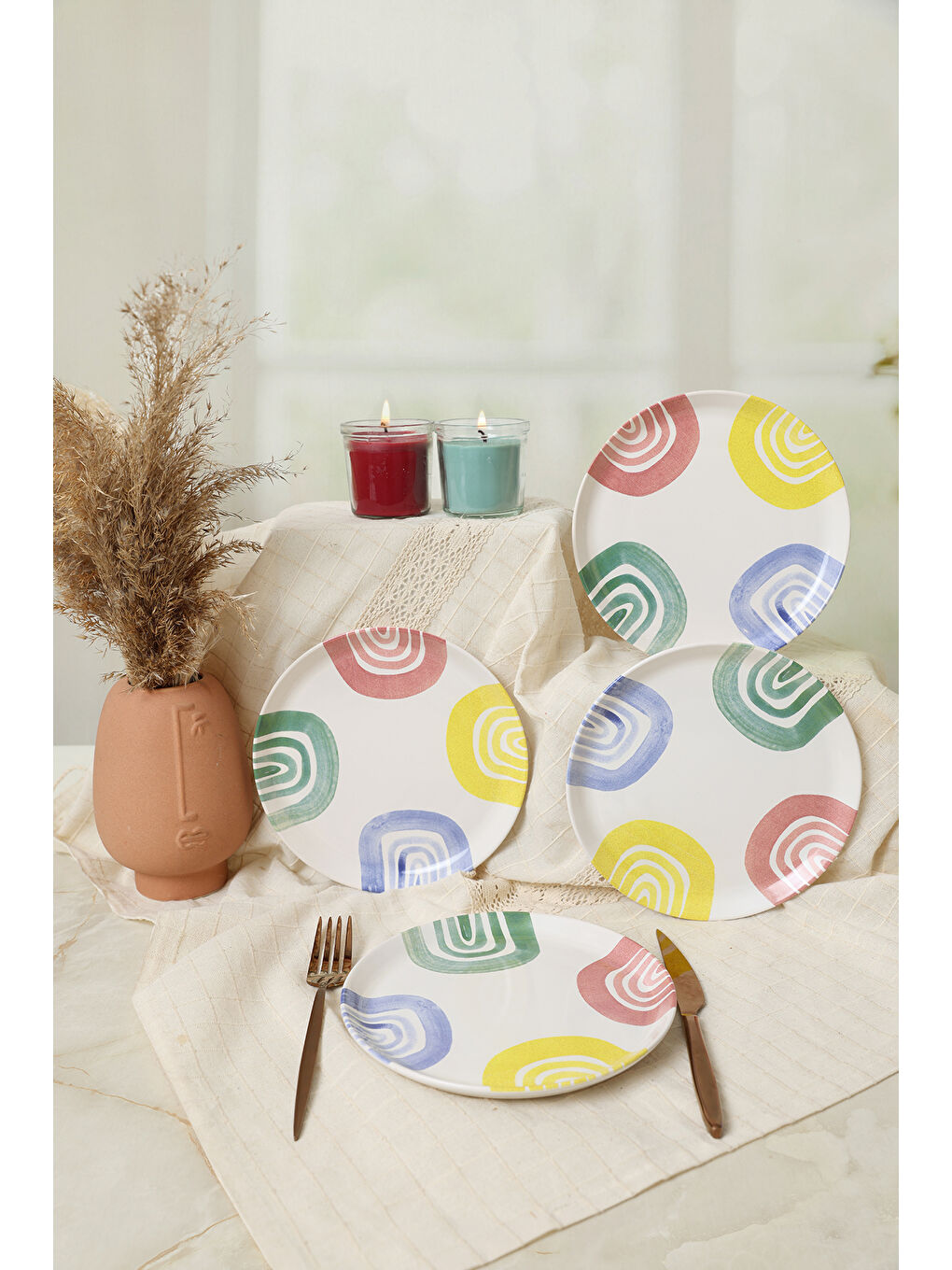 Karışık Etnik Hitit Pasta Tabağı 20 Cm 4 Adet-3