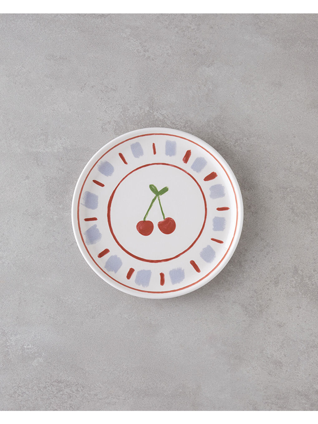 Beyaz Cherry Seramik Pasta Tabağı 20 cm Renkli
