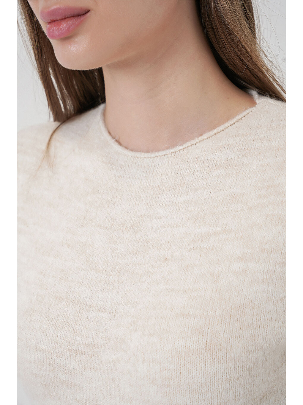 Ekru Kadın Kısa Kol Triko Elbise 15950 - Krem-4