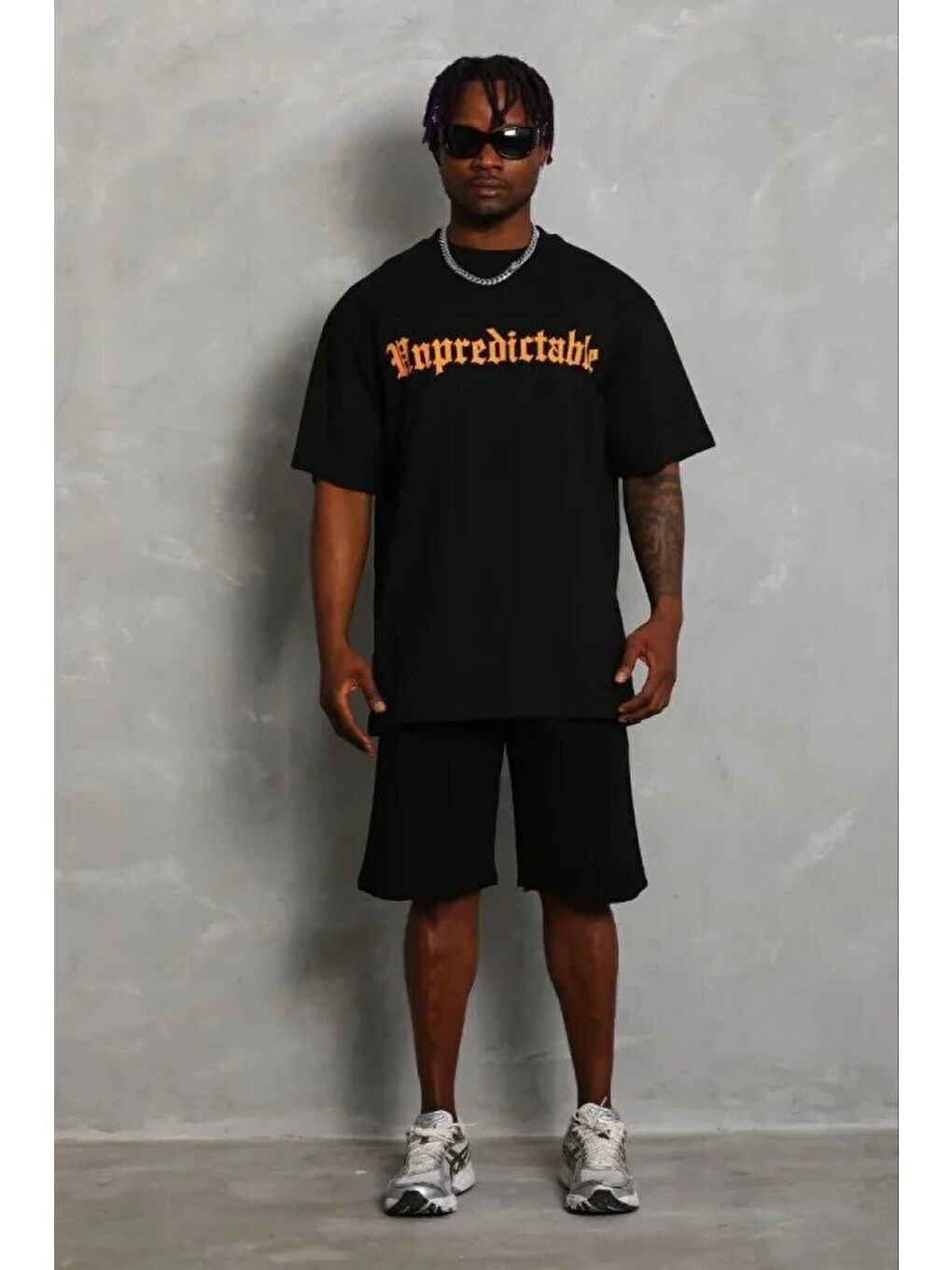 Siyah Erkek Baskılı Tişört Kısa Kol Bisiklet Yaka Regular Fit-1