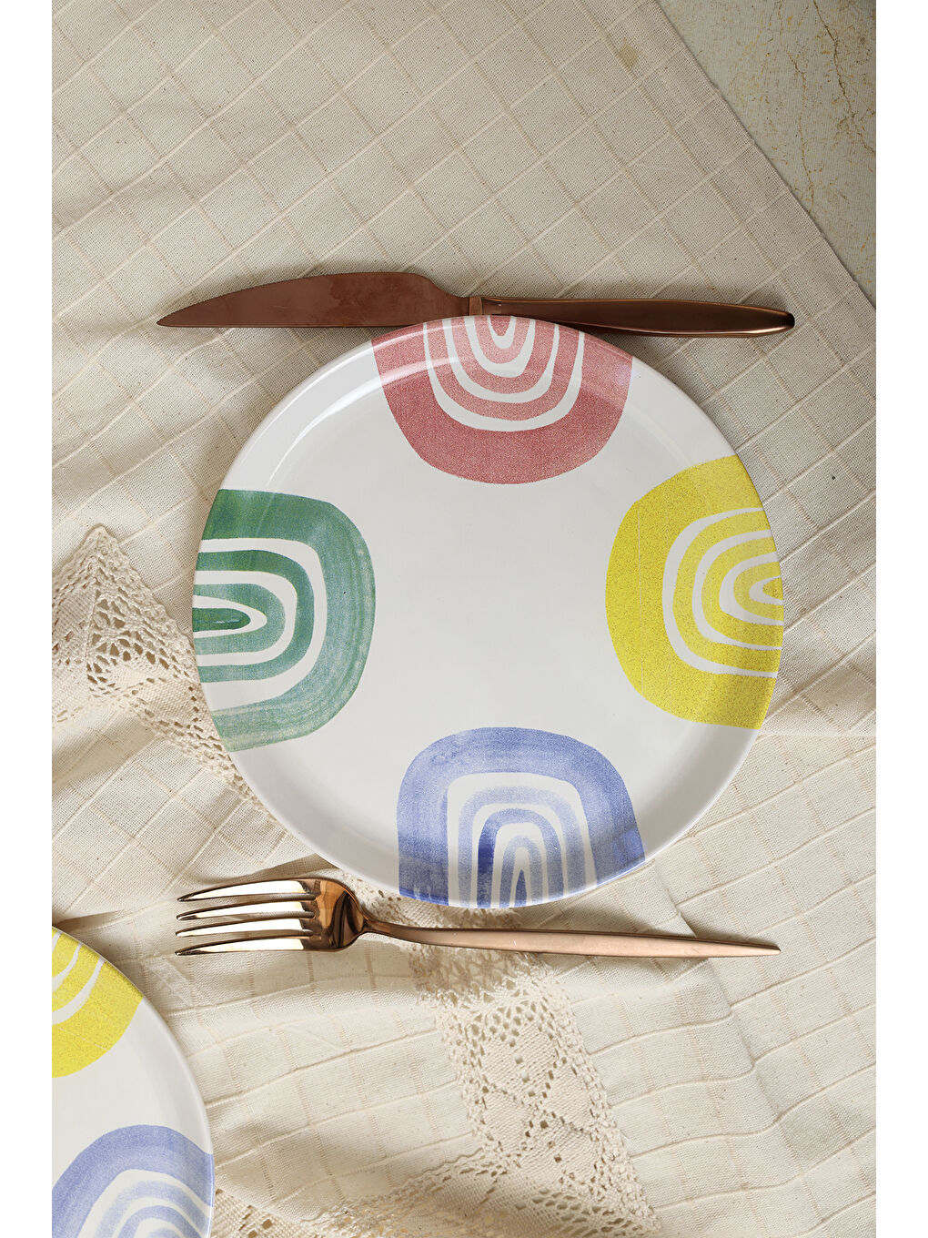 Karışık Etnik Hitit Pasta Tabağı 20 Cm 4 Adet-5