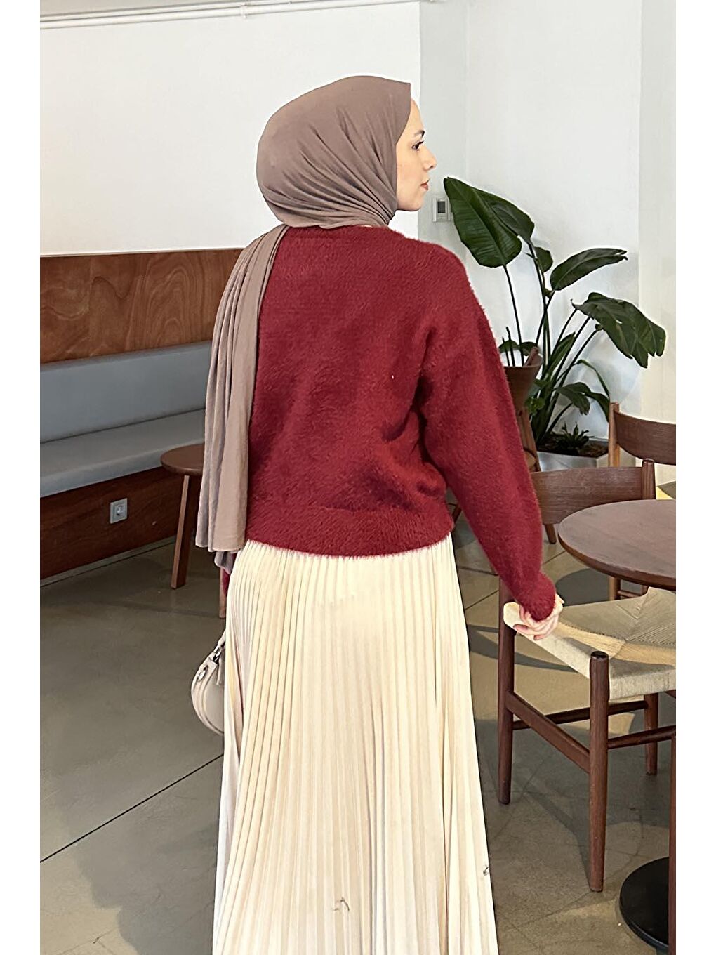 Sakallı Basic Hırka Bordo-3