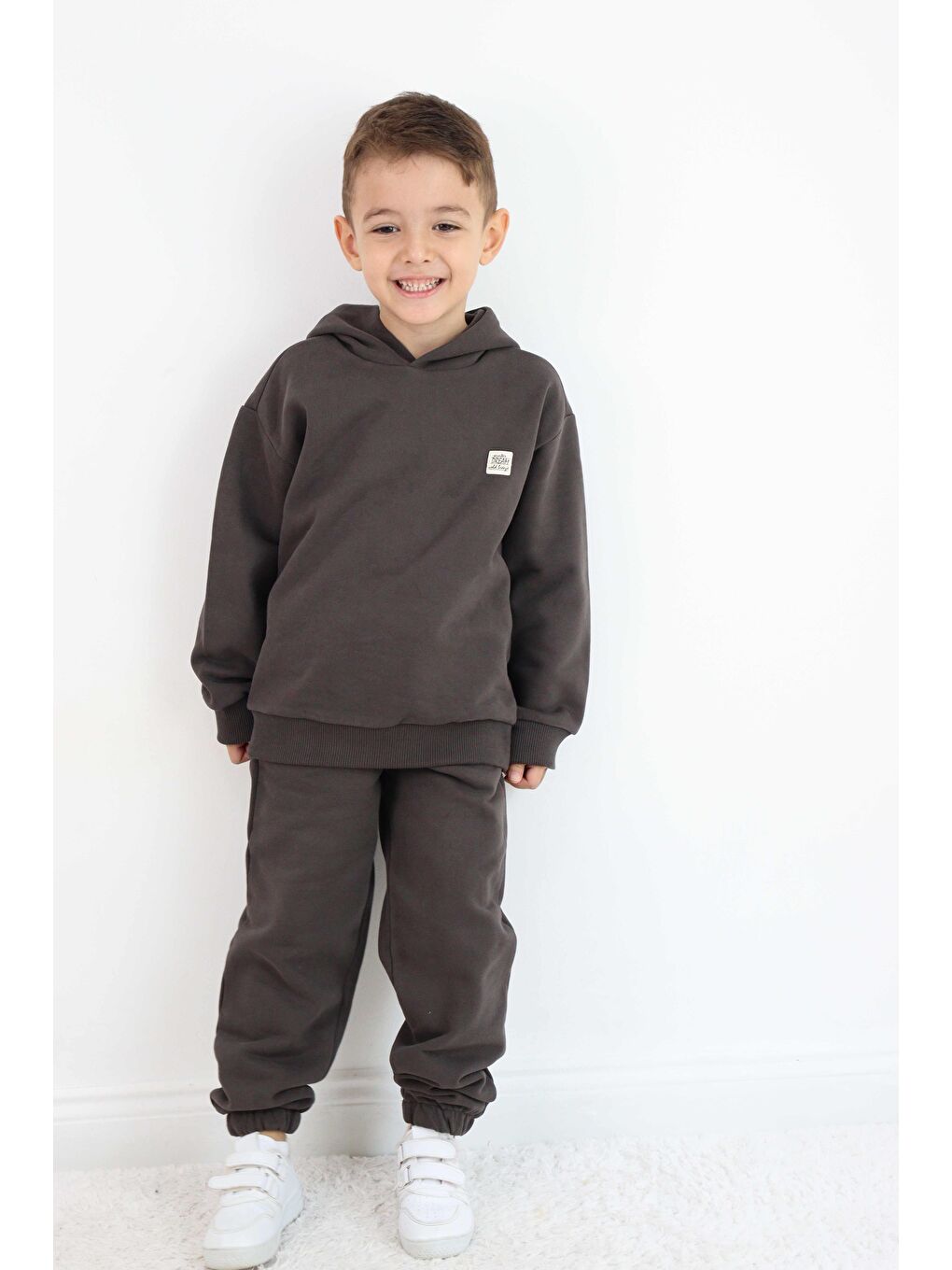 Kahverengi Unisex Kapüşonlu Eşofman Takımı-1