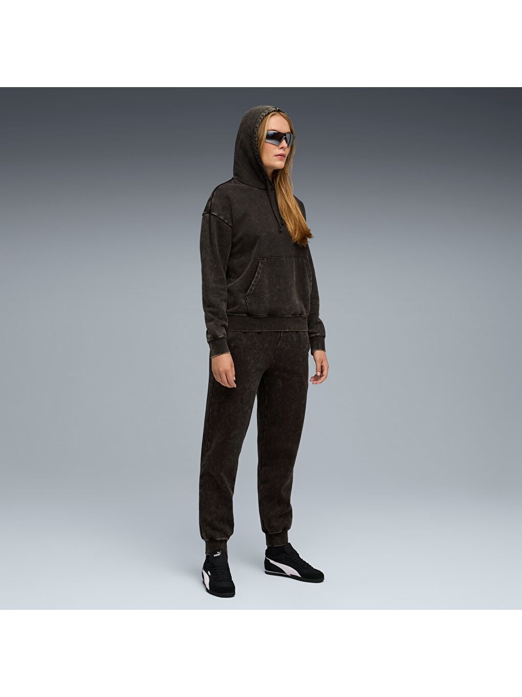 Siyah ESSENTIALS Elevated Kadın Geniş Kesim Kapüşonlu SWEATSHIRT-1