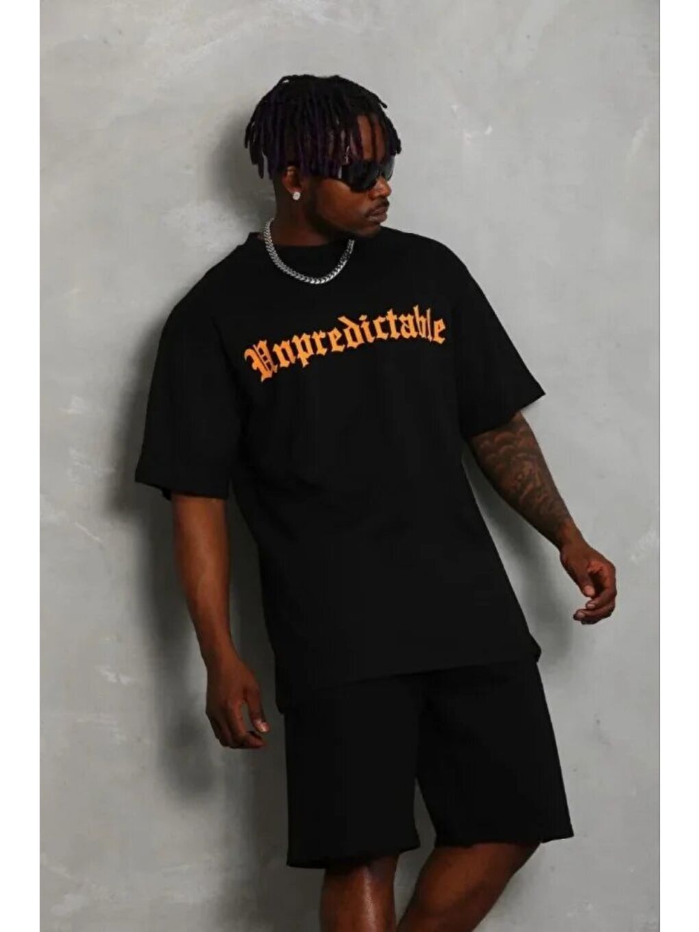 Siyah Erkek Baskılı Tişört Kısa Kol Bisiklet Yaka Regular Fit-2