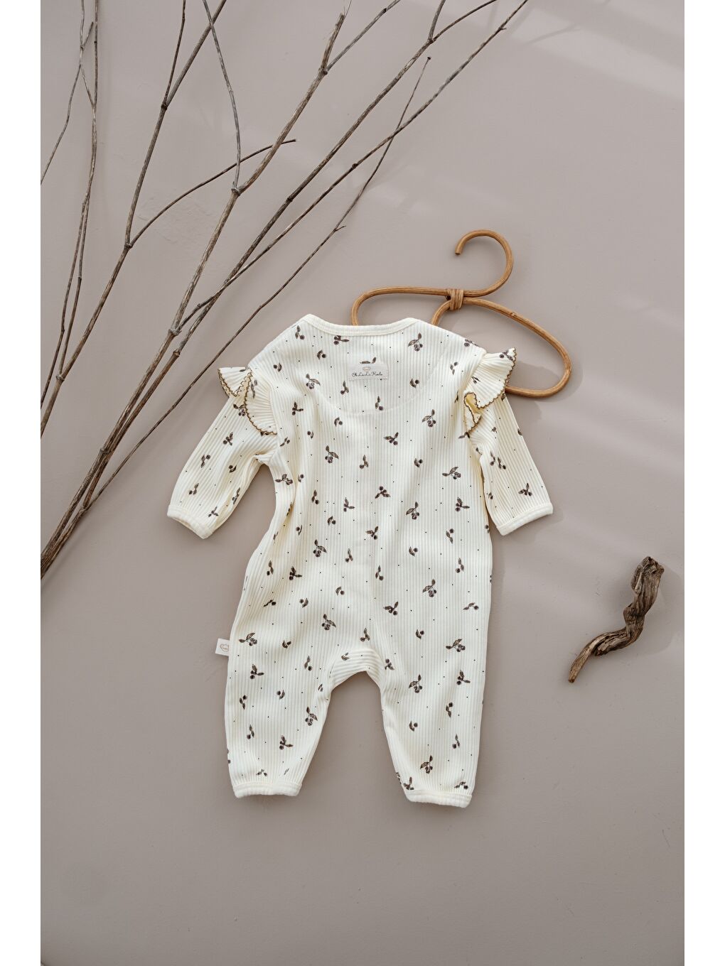 Ekru Kiraz Baskılı Fancy Girls Tulum-2