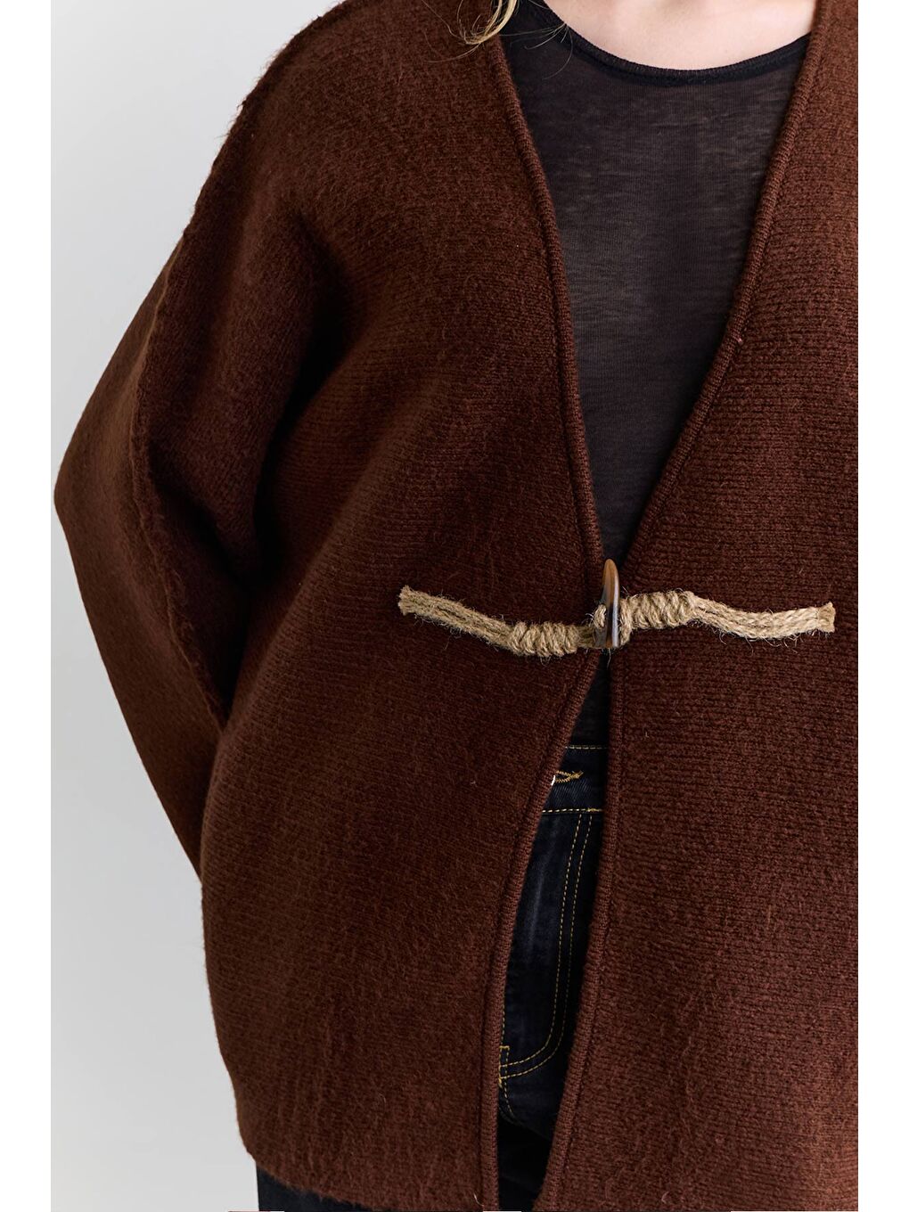 Norway Düğmeli Triko Hırka Kahverengi-2