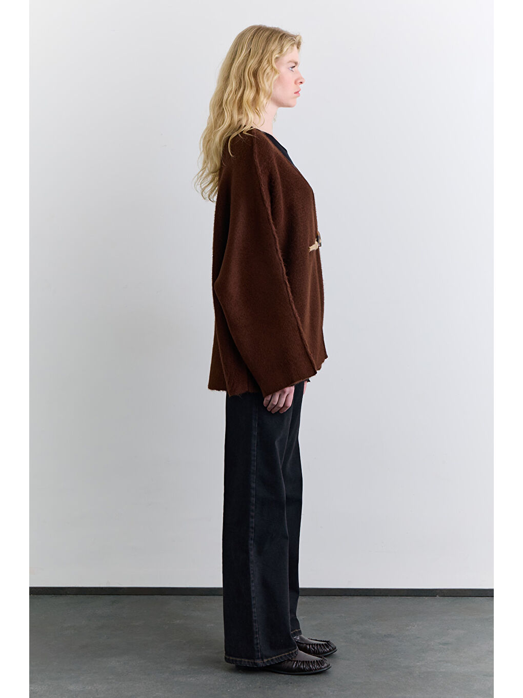 Norway Düğmeli Triko Hırka Kahverengi-3