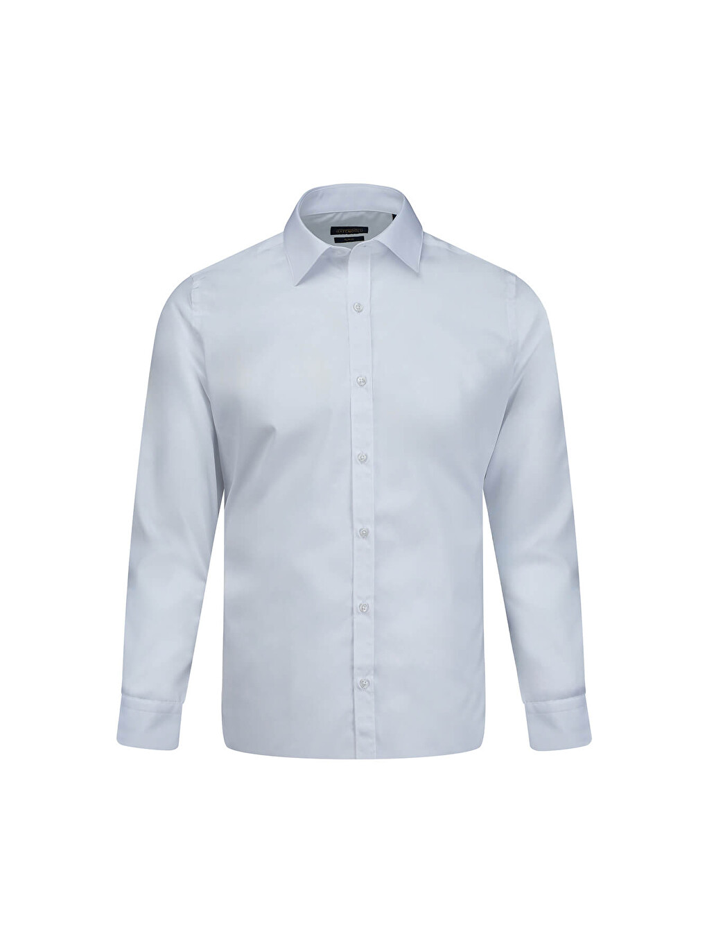 Beyaz Slim Fit Slim Yaka Pamuklu Uzun Kollu Gömlek
