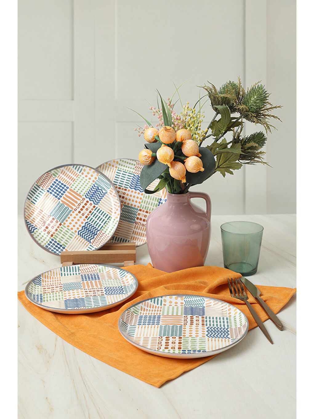 Karışık Etnik Hitit Pasta Tabağı 20 Cm 4 Adet-1