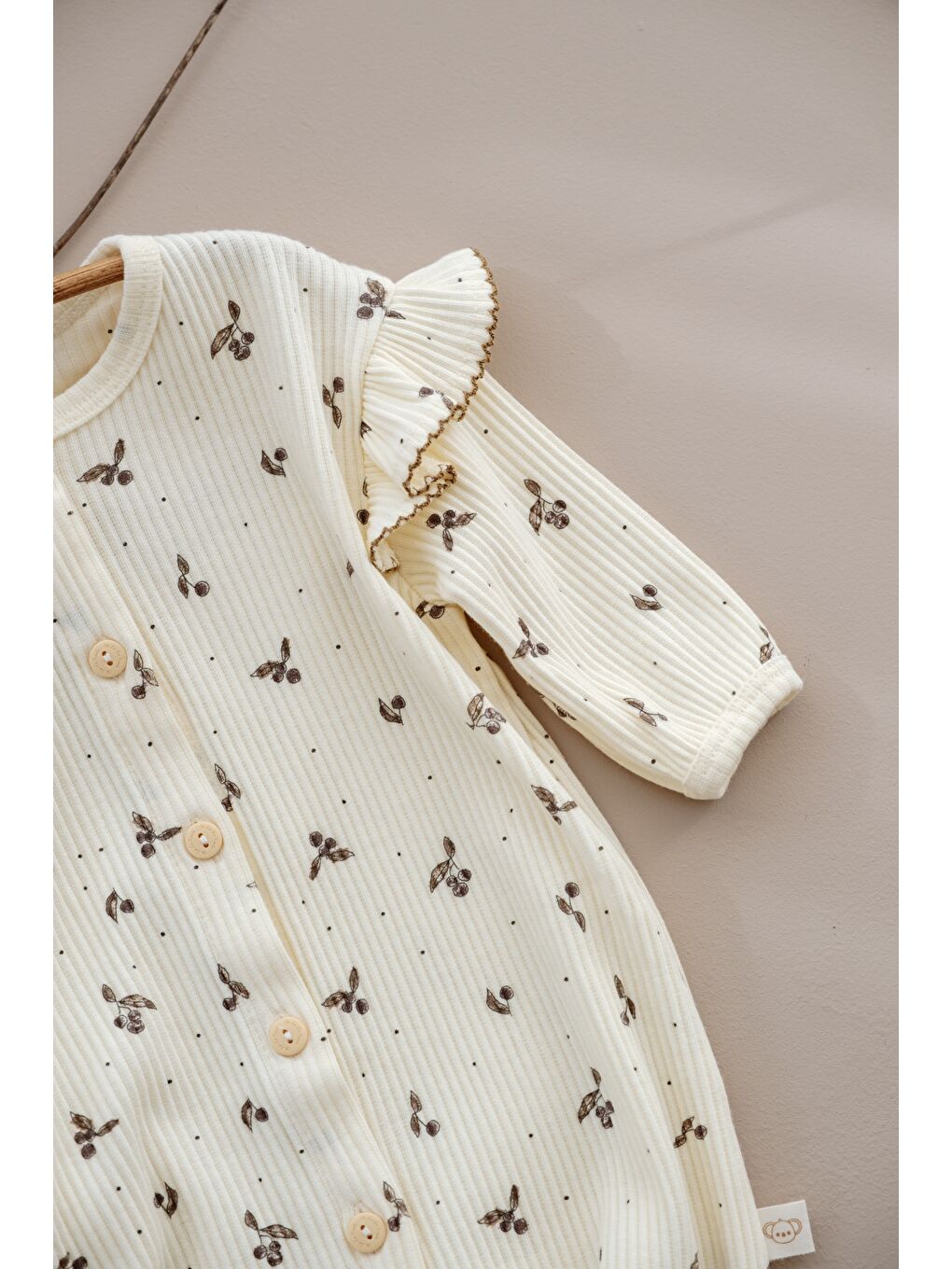 Ekru Kiraz Baskılı Fancy Girls Tulum-4