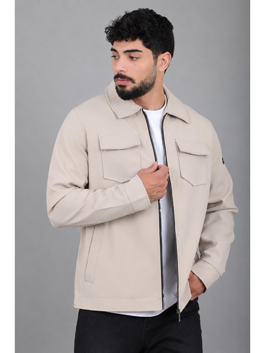 Bej Bez Ayağı Dokuma Yakalı Kapaklı Mevsimlik Mont Pldp 3035_60397-3