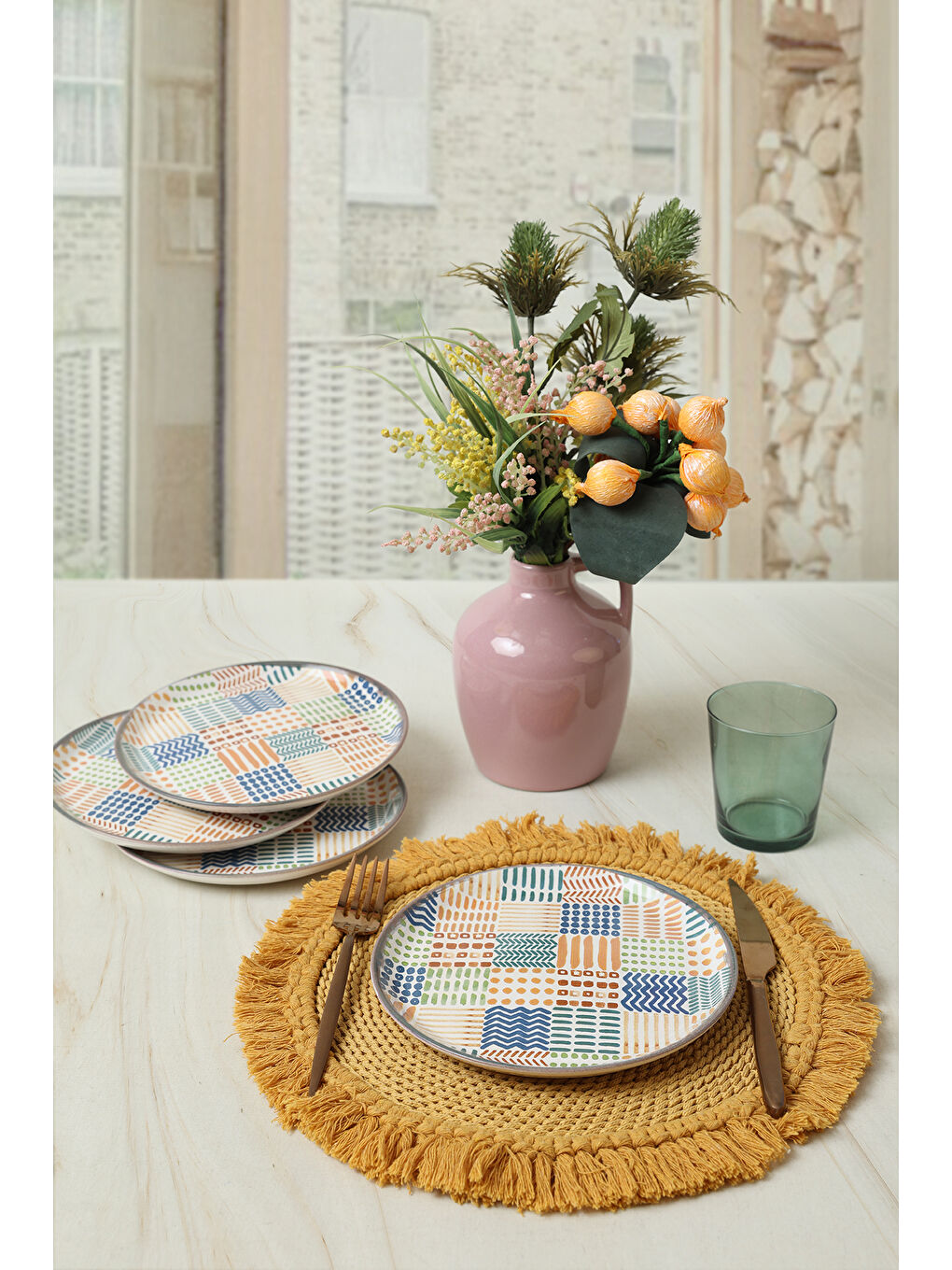 Karışık Etnik Hitit Pasta Tabağı 20 Cm 4 Adet-3