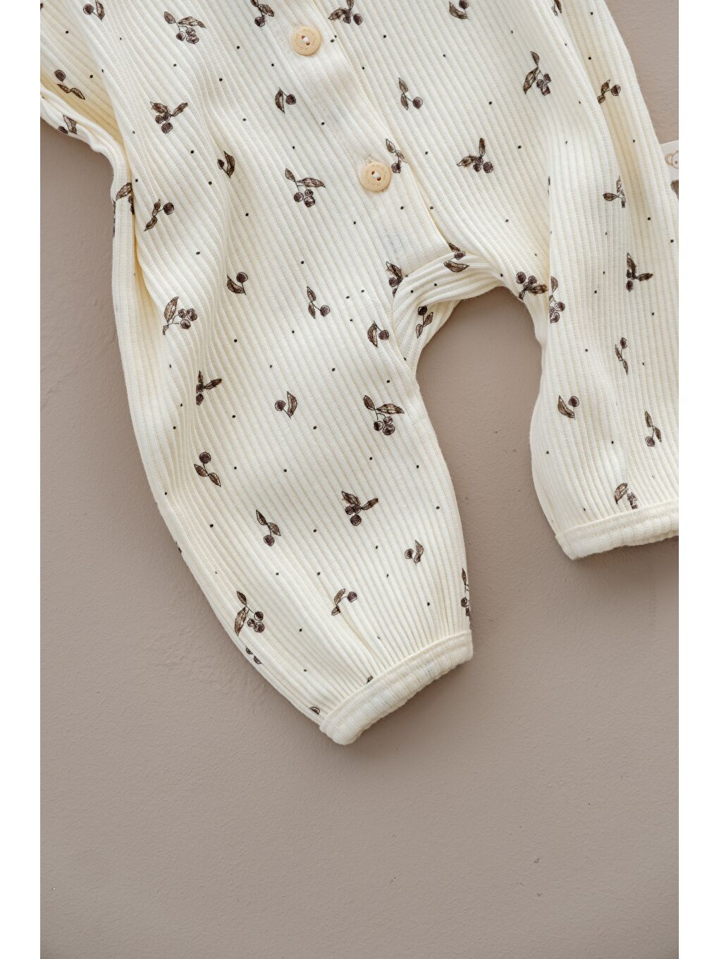 Ekru Kiraz Baskılı Fancy Girls Tulum-5