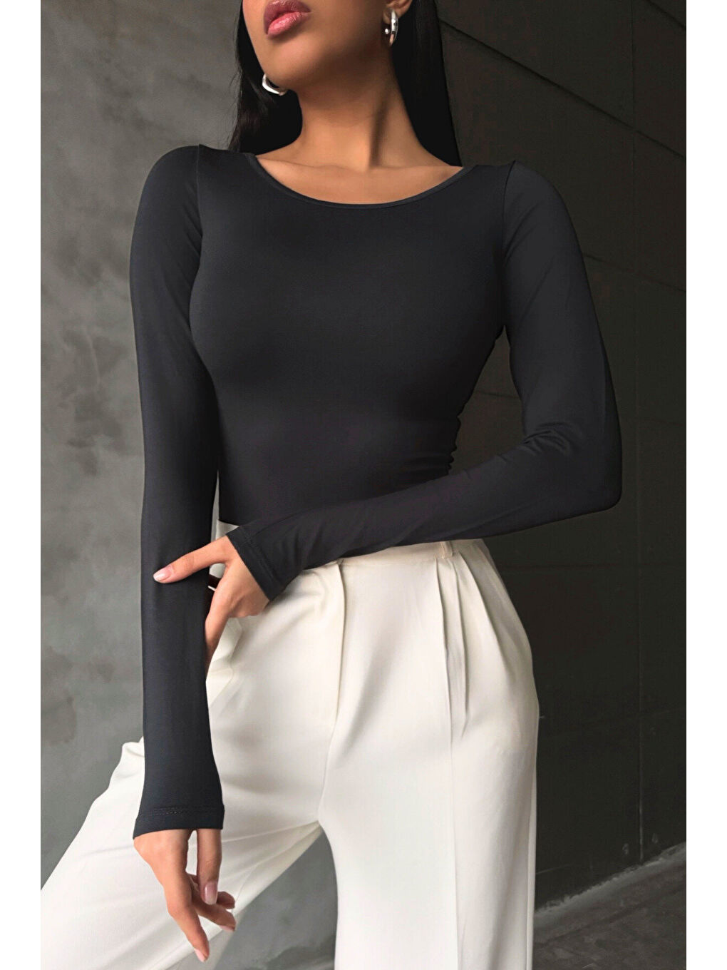 Kadın Antrasit Prenses Yaka Bluz-2