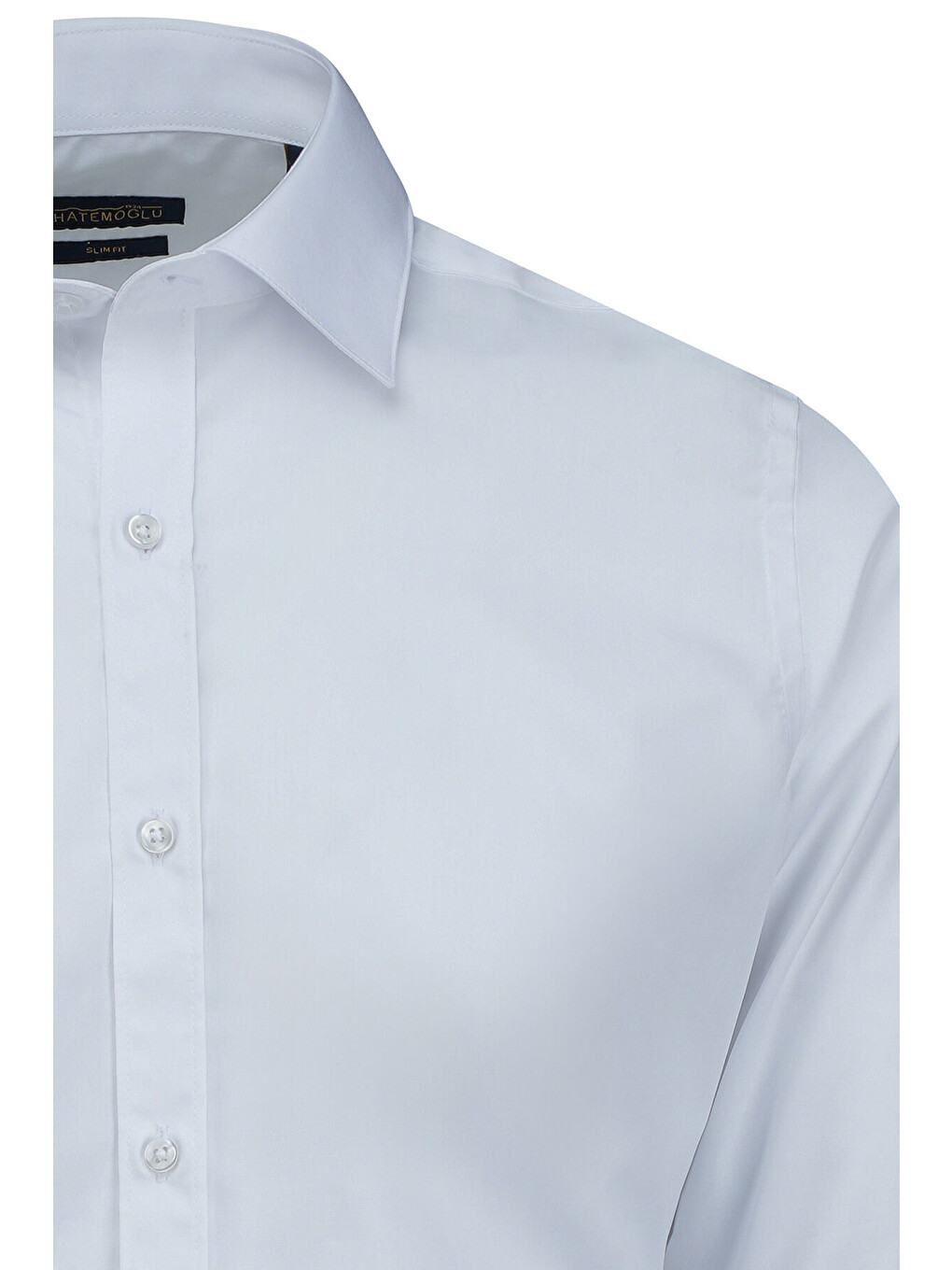 Beyaz Slim Fit Slim Yaka Pamuklu Uzun Kollu Gömlek-4