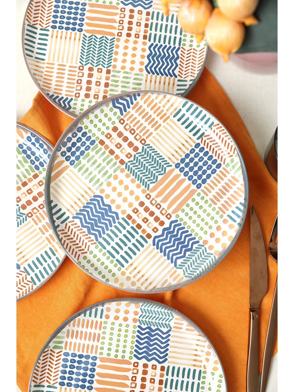 Karışık Etnik Hitit Pasta Tabağı 20 Cm 4 Adet-4