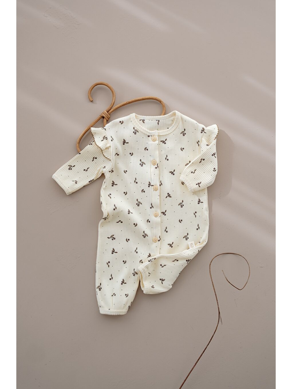 Ekru Kiraz Baskılı Fancy Girls Tulum-6